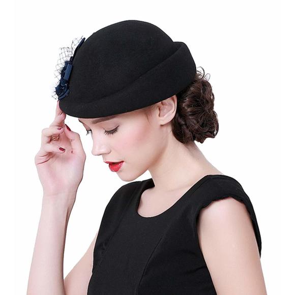 British Style Pillbox Hat Women Church Derby Wedding Winter Vintage Fascinator😄 - Picture 3 of 4